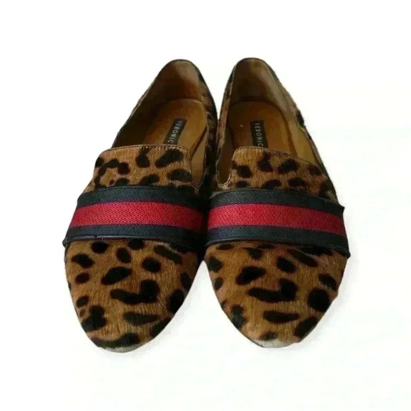 Veronica Beard Griffin Leopard Animal Print Cow Hide Fur Loafer Flats 36.5 - Picture 2 of 7